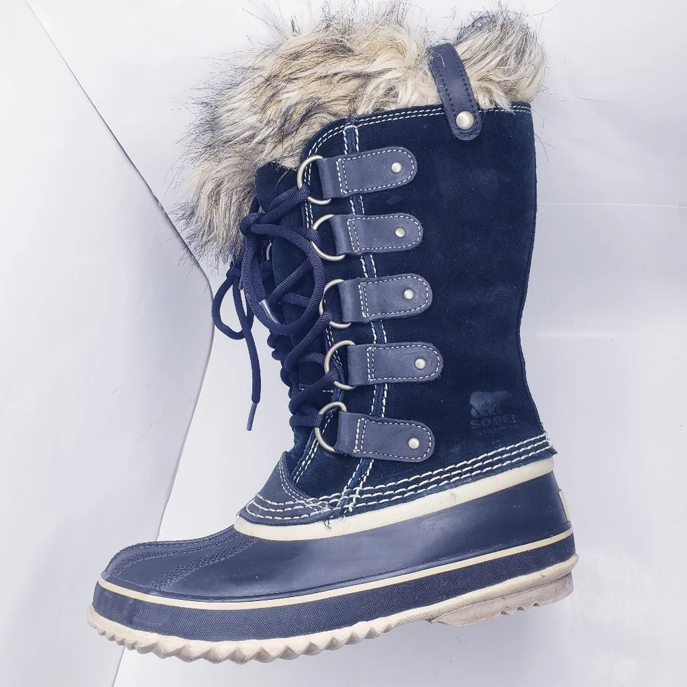 Sorel Joan Of Arctic Black Waterproof Lace Up Winter Snow Boots Women's Size 6